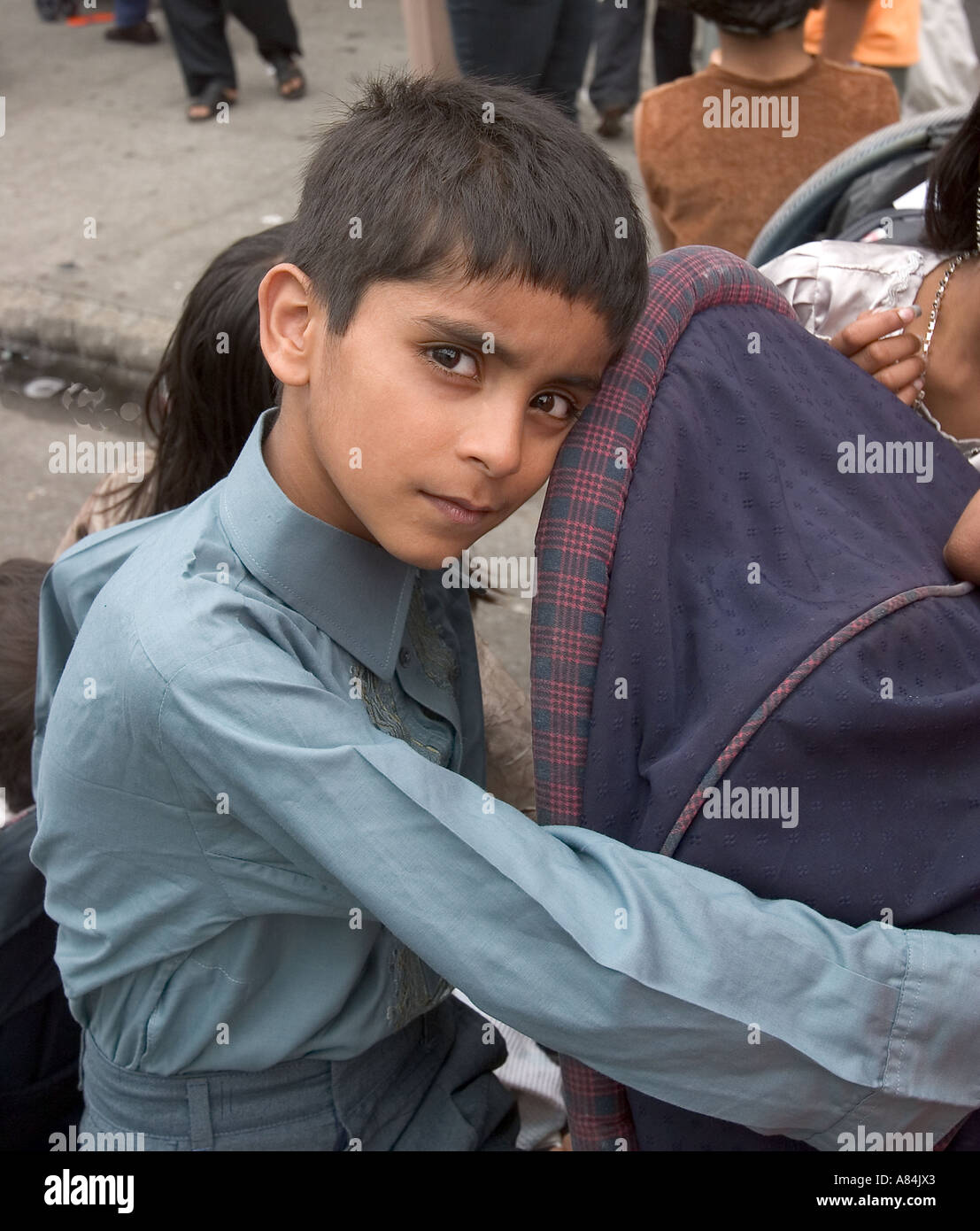 Ritratto di un pakistano American Boy a Brooklyn, New York Foto Stock