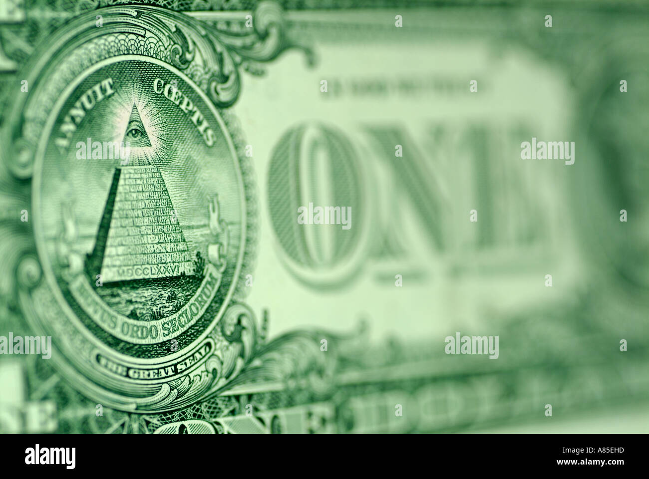 Il verde schiena di un Stati Uniti d'America un dollaro nota Foto Stock