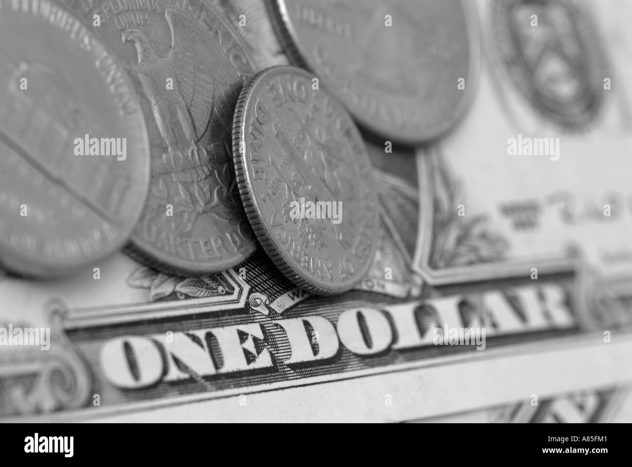 Noi moneta americana delle monete e delle banconote Foto Stock