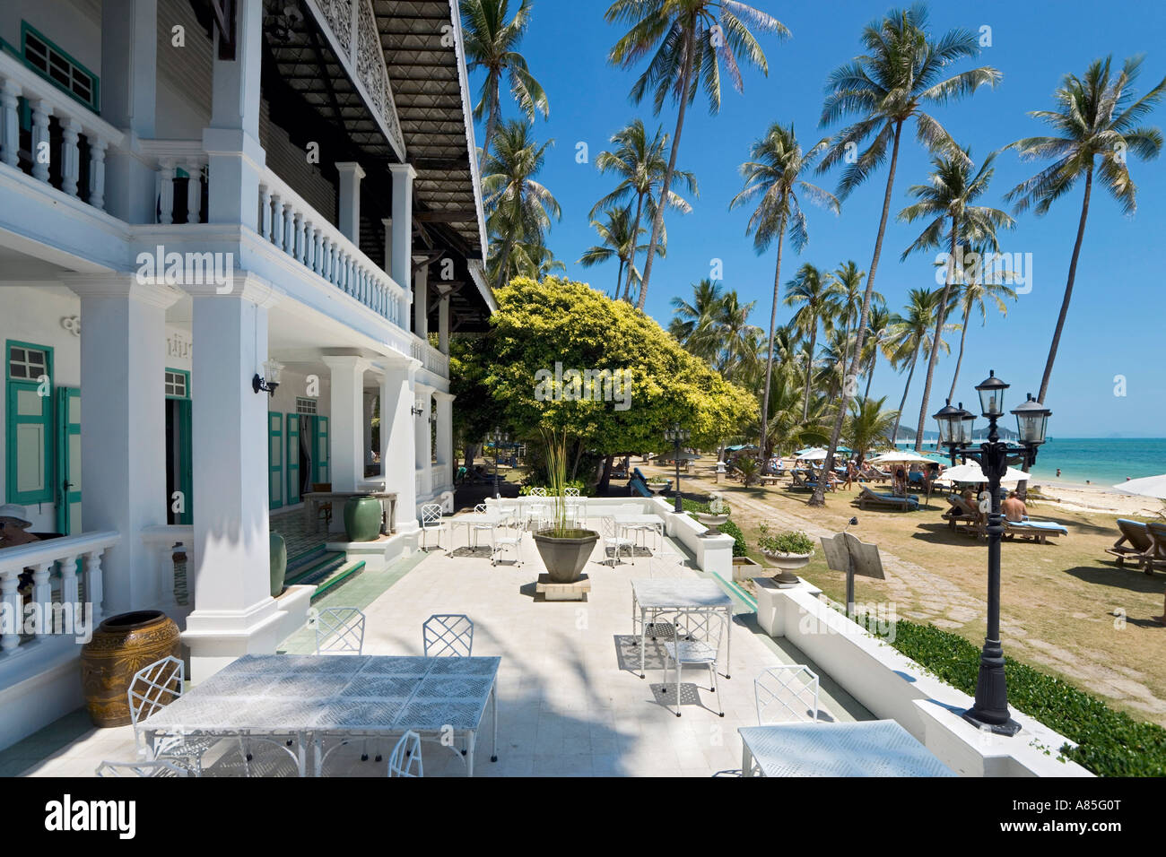 Terrazza di Panwa House Restaurant, Hotel Cape Panwa Phuket, Tailandia Foto Stock