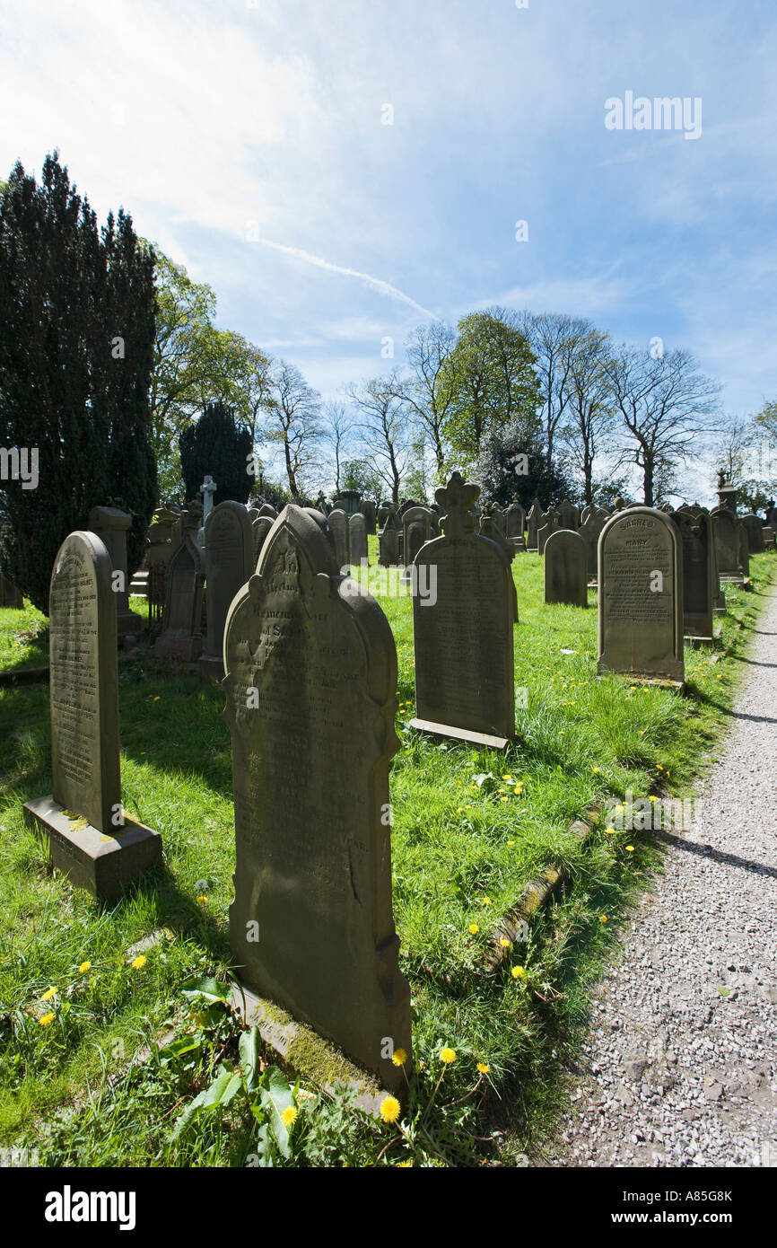 Cimitero vicino Bronte Parsonage Museum, Haworth, West Yorkshire, Inghilterra, Regno Unito Foto Stock