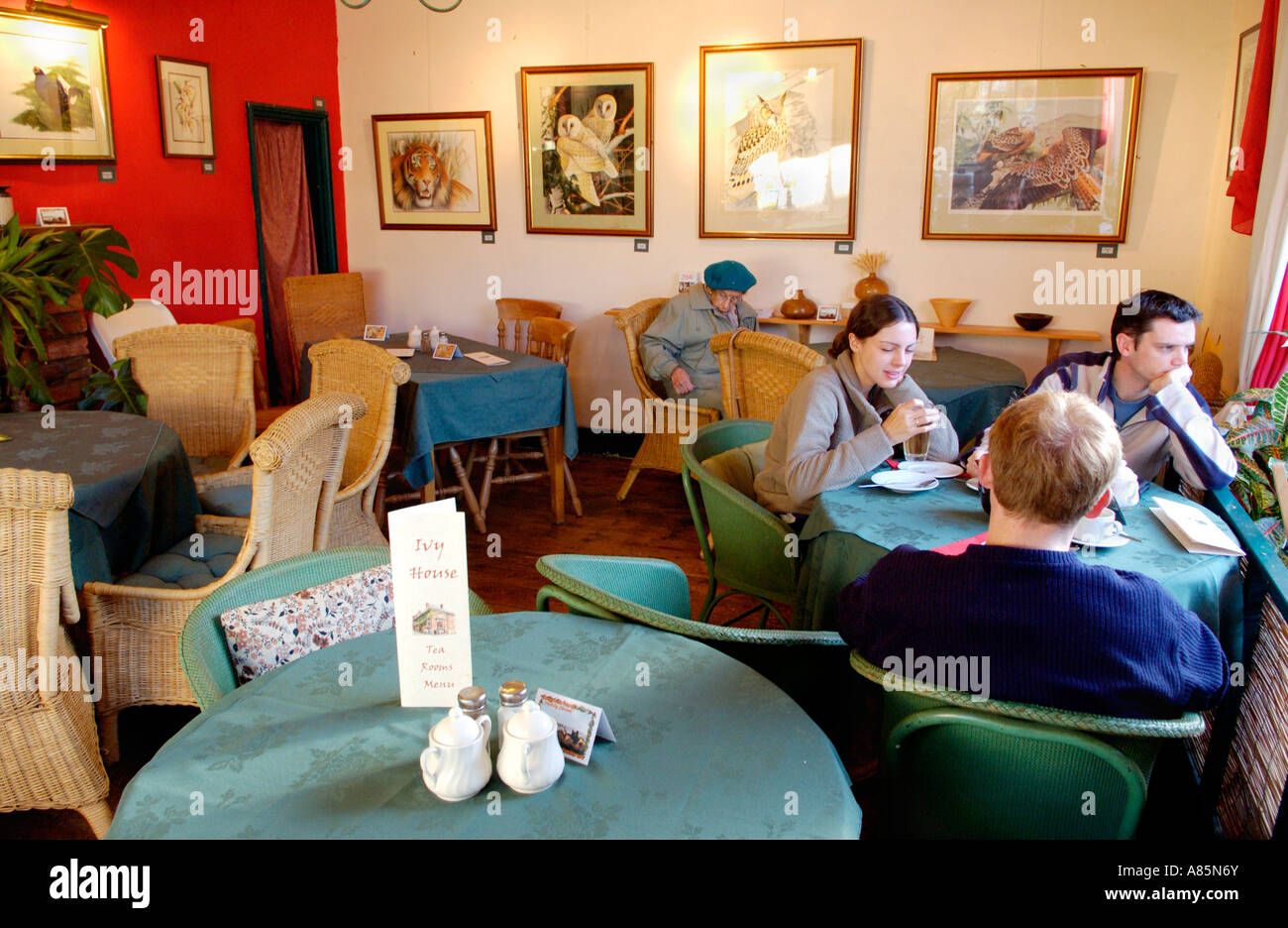 Interno del premiato Ivy House sale da tè Montgomery Powys Mid Wales UK Foto Stock