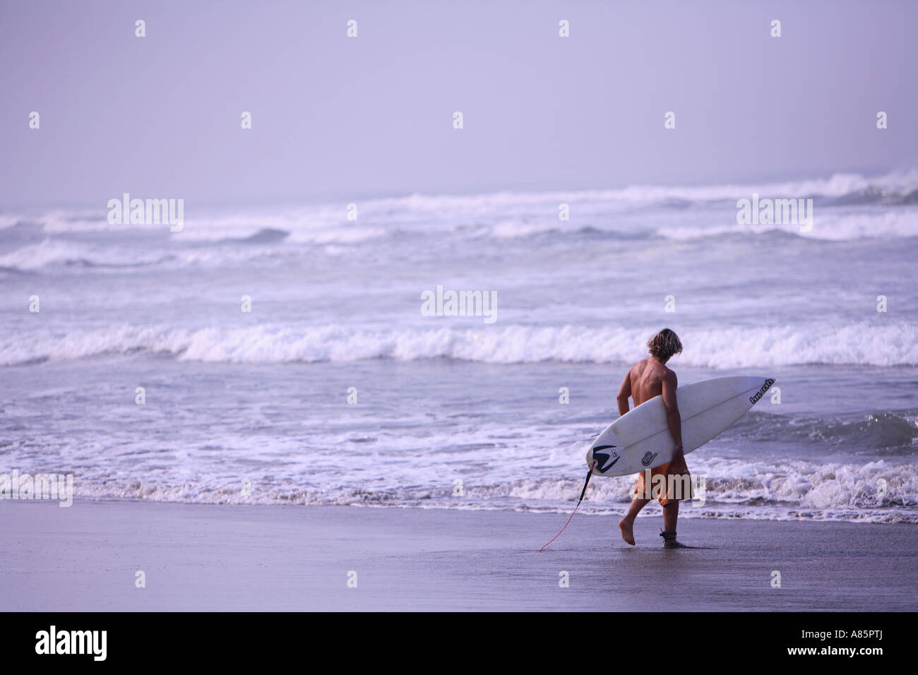 Surfer in spiaggia Foto Stock
