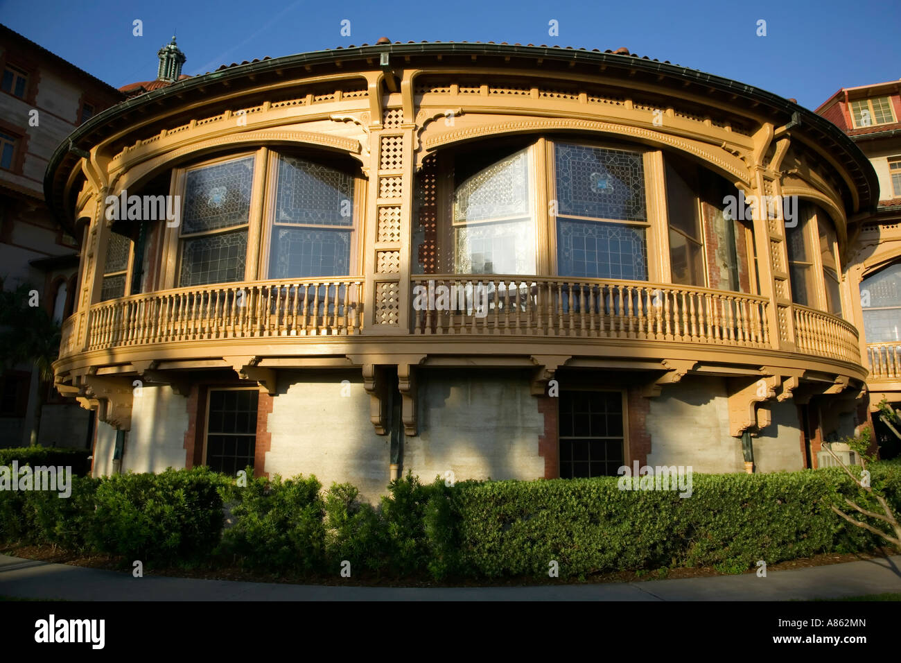 L'esterno della sala da pranzo a Flagler college di alloggiamento del tiffany vetrate sant Agostino florida USA Foto Stock