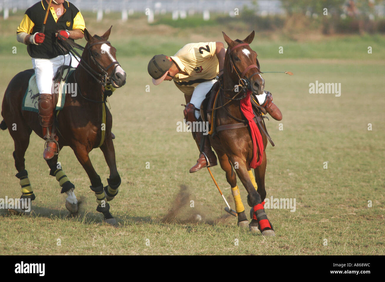 Partita di Polo a cavallo sul campo da corsa Mahalaxmi a Bombay ora Mumbai Maharashtra India Foto Stock