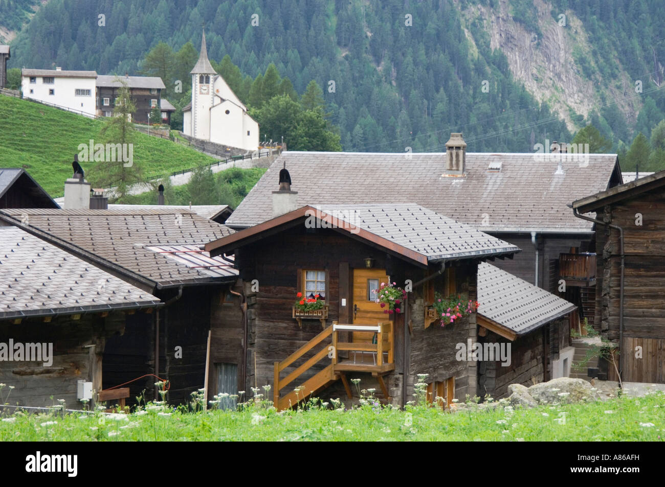 Villaggio di Binn Binn Wallis Switzerland Agosto 2006 Foto Stock