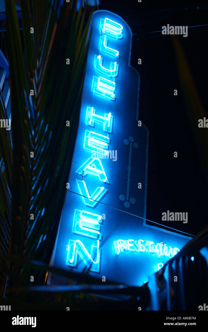 USA una scritta al neon del Cielo Blu Ristorante a Key West Foto Stock