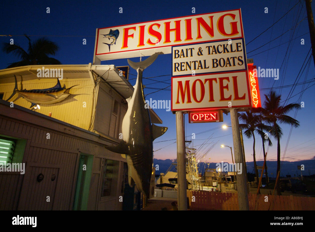 Notte Florida FL una pesca marina e motel in tasti superiore Foto Stock