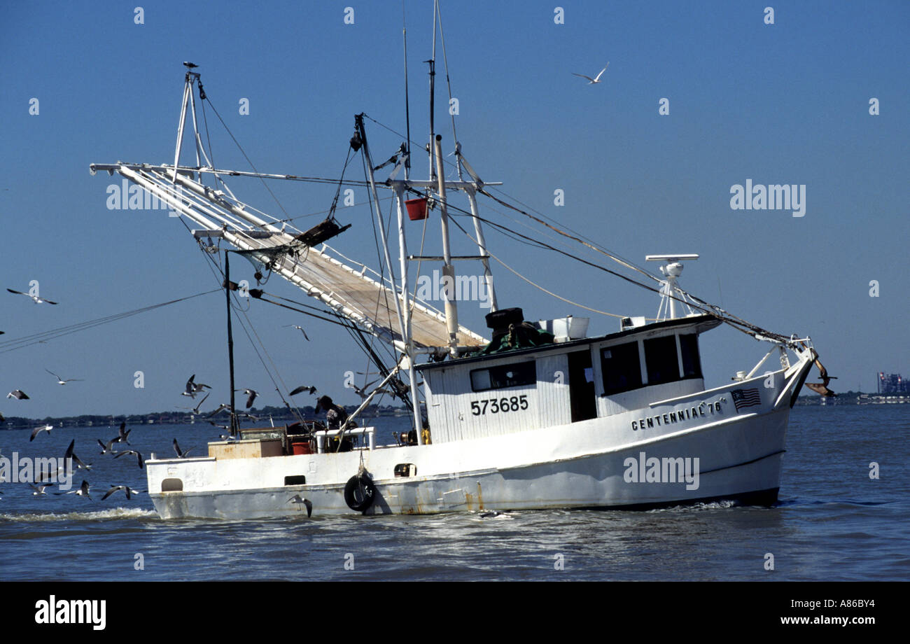 Via navigabile Intracoastall Stati Uniti Texas USA Galveston Bay barca da pesca Foto Stock