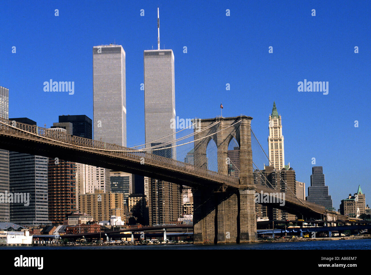 New York Manhattan Twin towers Ponte di Brooklyn Foto stock Alamy