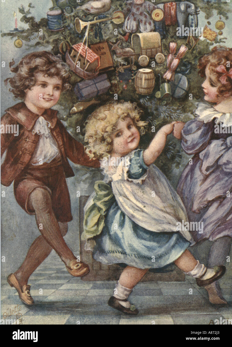 Cartolina di auguri di Natale pubblicata da Raphael Tuck circa 1910 Foto Stock