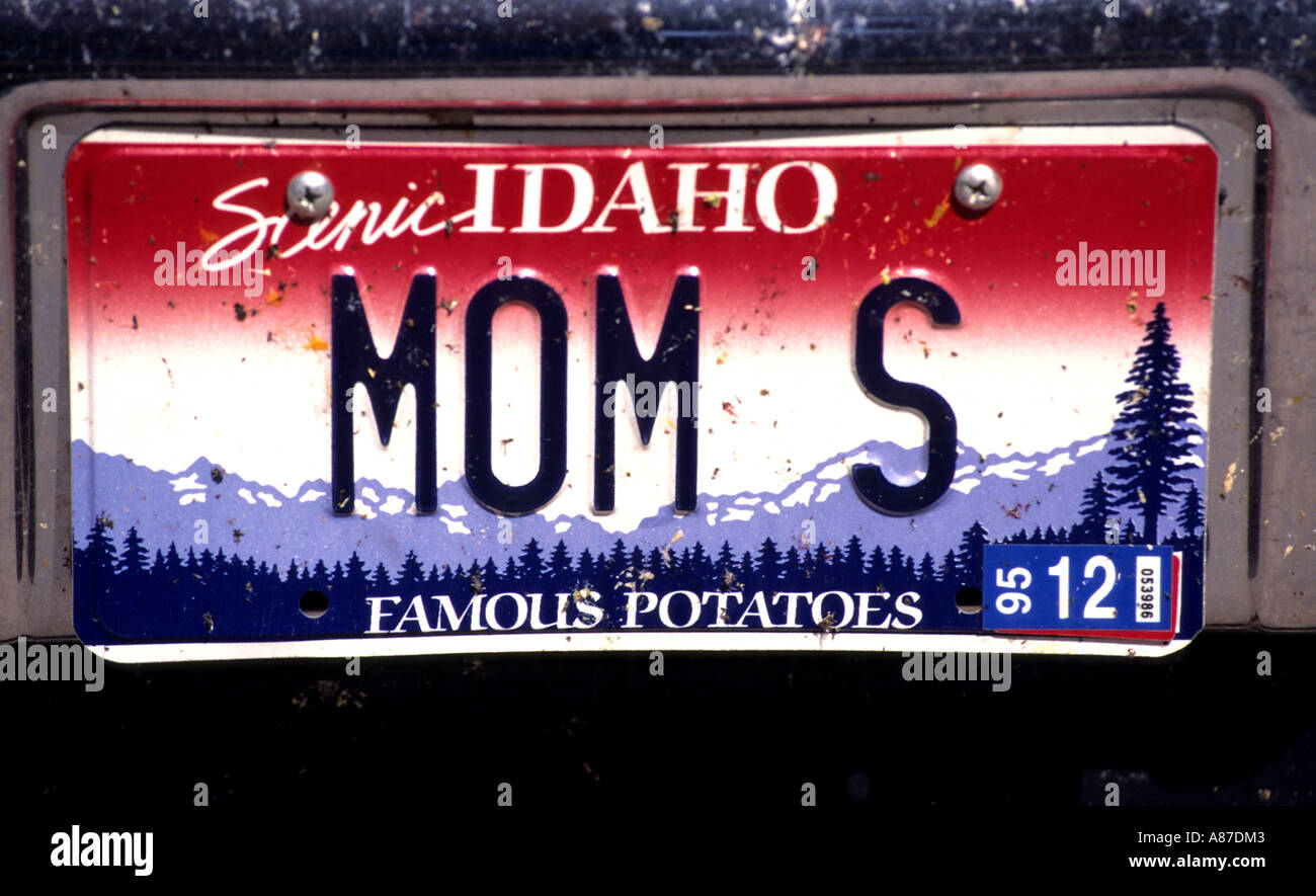 Idaho Mom piastra di registrazione numero traffico automobilistico Foto Stock