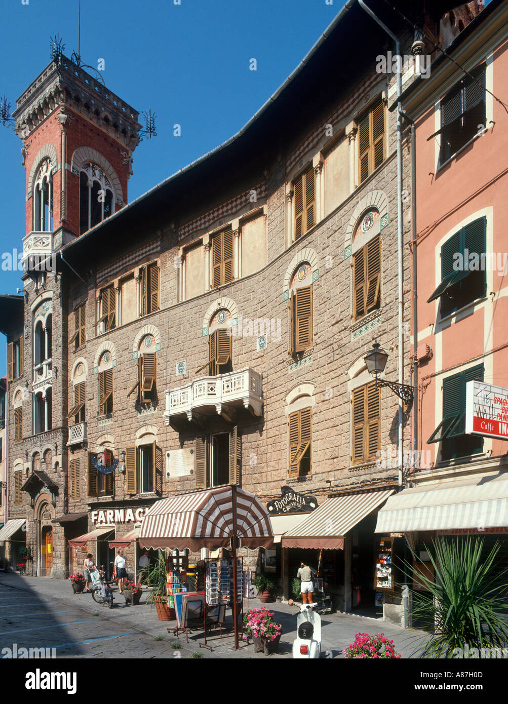 Strada tipica, Sestri Levante, Provincia di Imperia, Liguria, Riviera Ligure, Italia Foto Stock