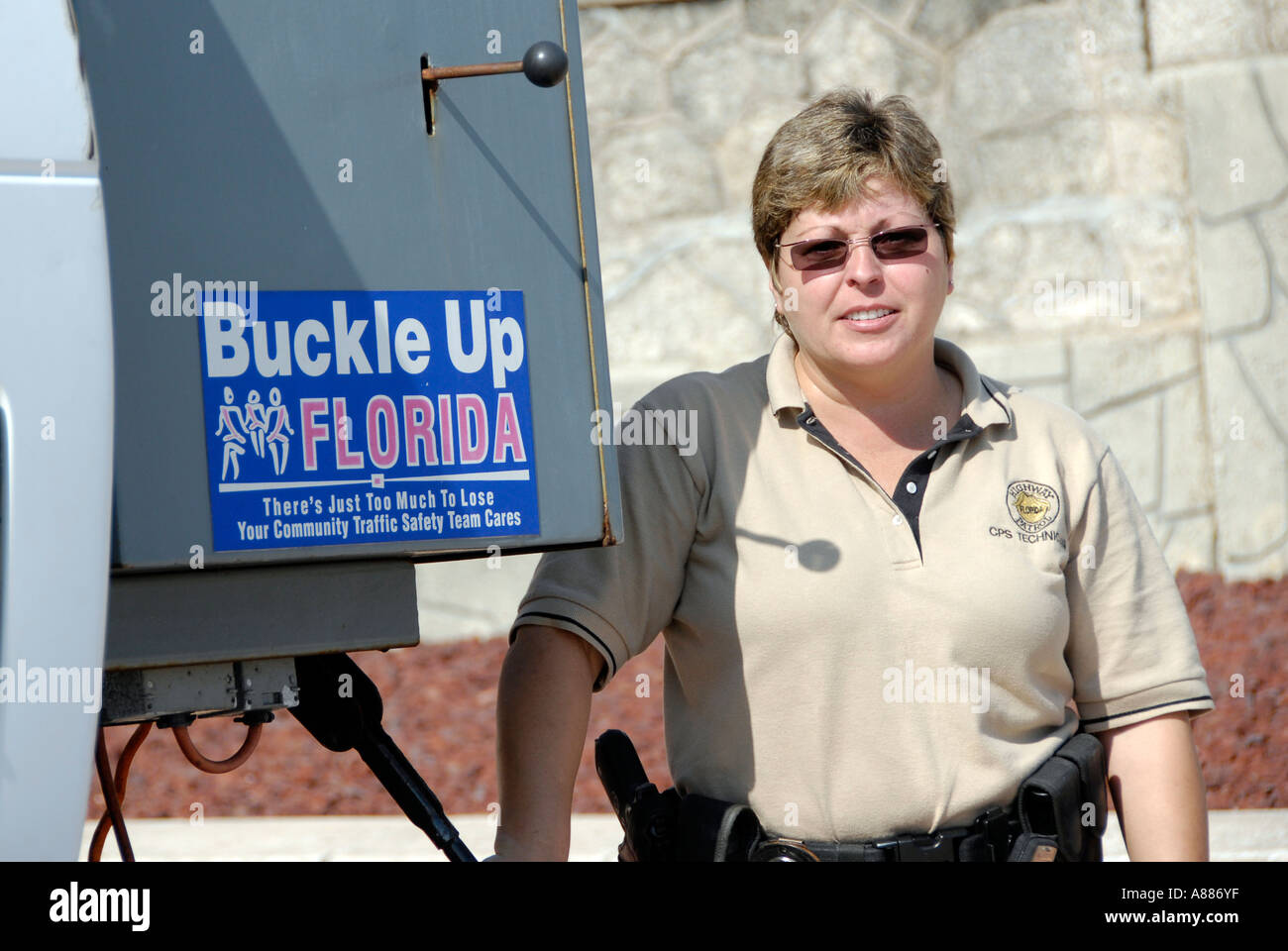 Daytona Beach Florida e Florida Polizia di Stato attesa manifestazione pubblica Foto Stock