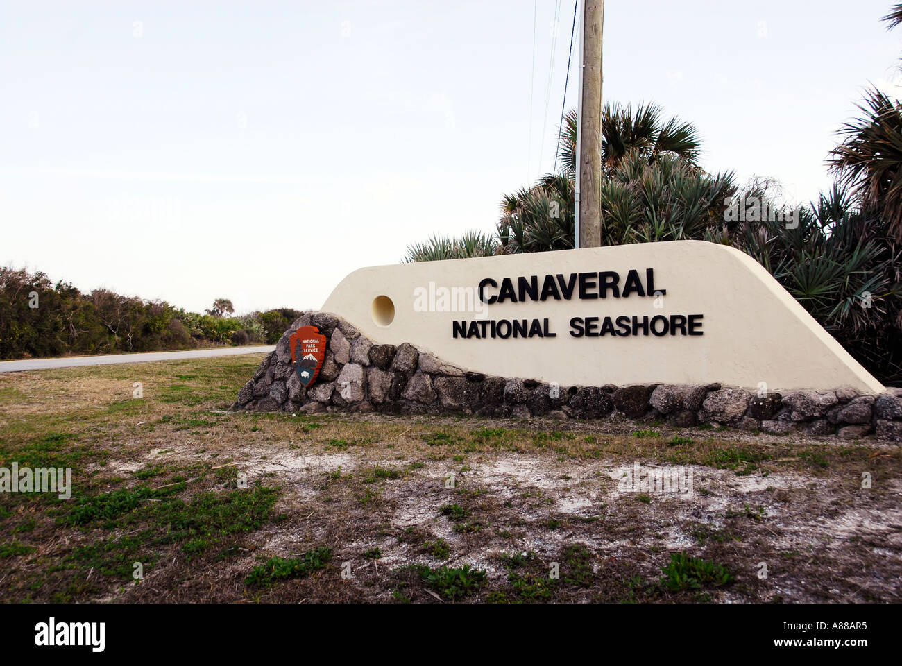 Il servizio del Parco Nazionale di Cape Canaveral National Seashore vicino a Daytona Beach sull'Oceano Atlantico in Florida Foto Stock