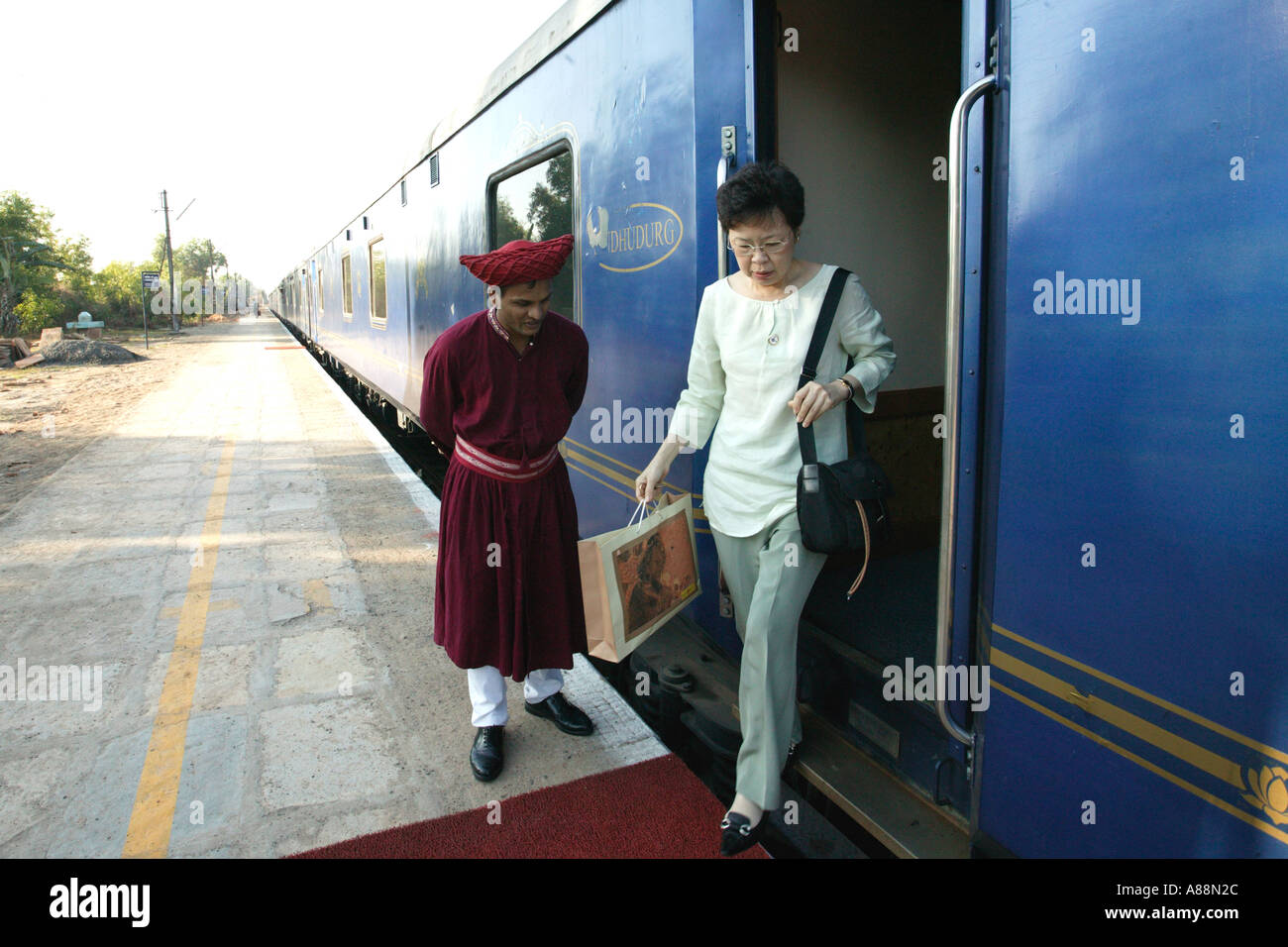 Deccan Odyssey treno / Maharaja Indiani treno, India Foto Stock