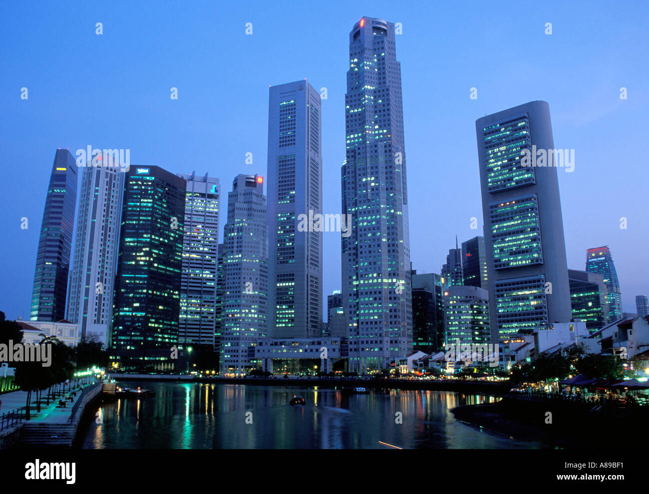 Singapore CBD Boat Quay Foto Stock