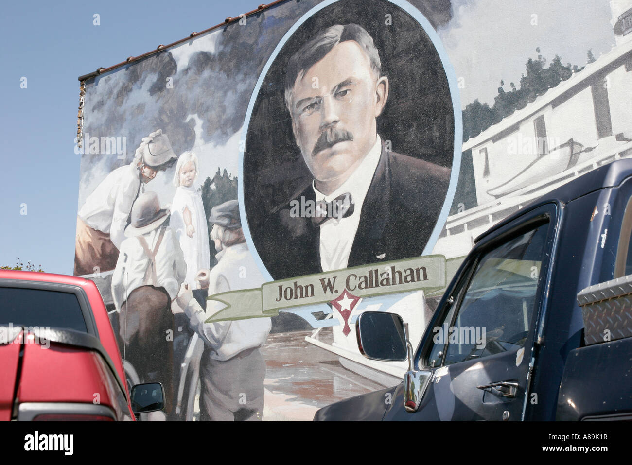 Dothan Alabama, murales della regione di Wiregrass, storia locale, John W. Callahan, visitatori viaggio turismo turistico turismo punto di riferimento cultura cultur Foto Stock