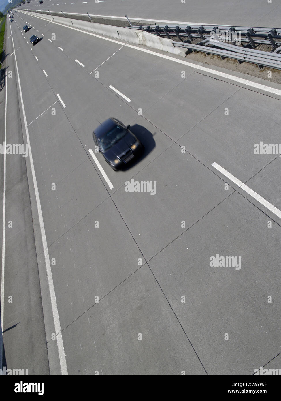 A1 Ovest, la rotaia di guida, calcestruzzo superficie stradale Foto Stock