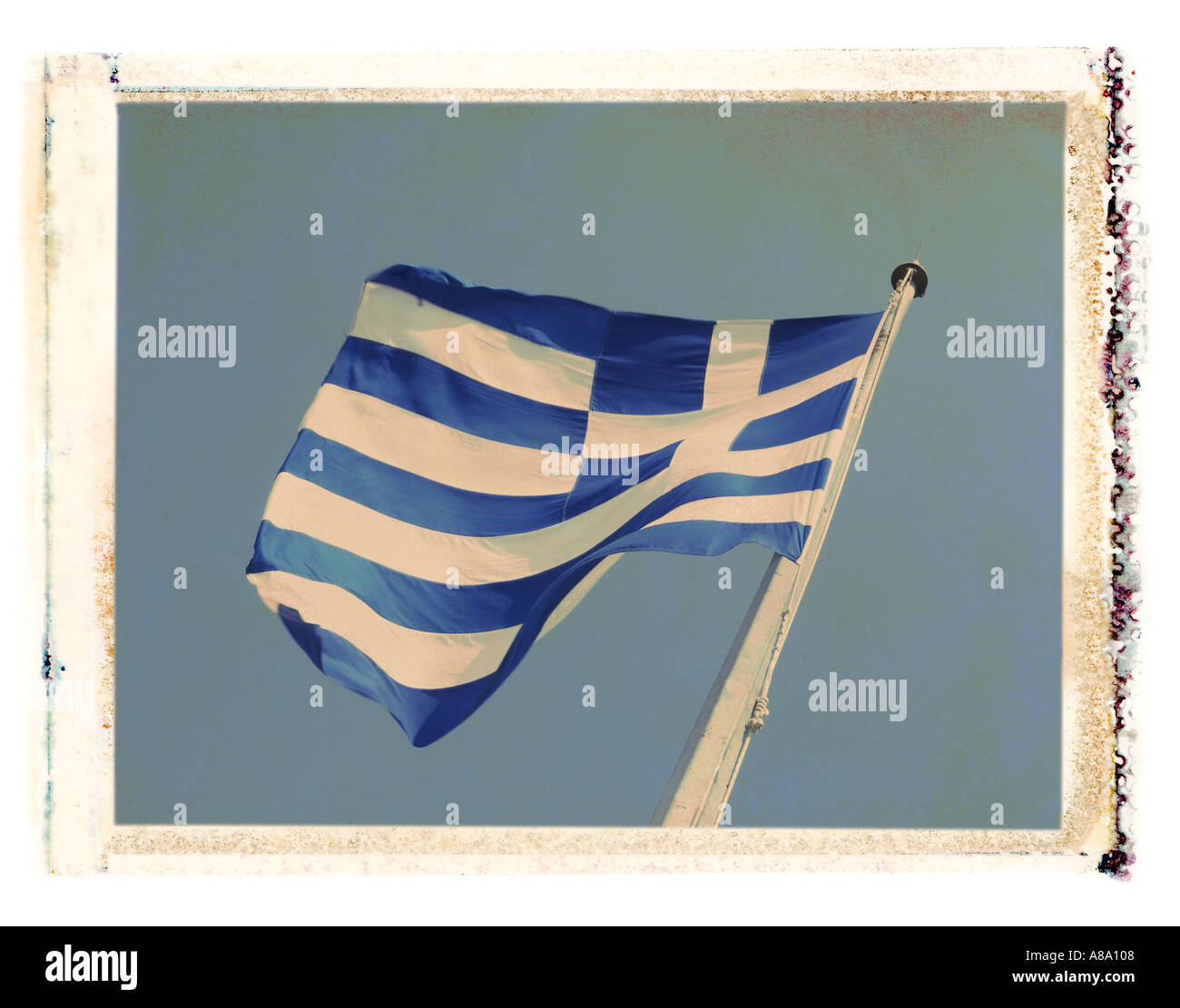 Atene Grecia bandiera greca Foto Stock