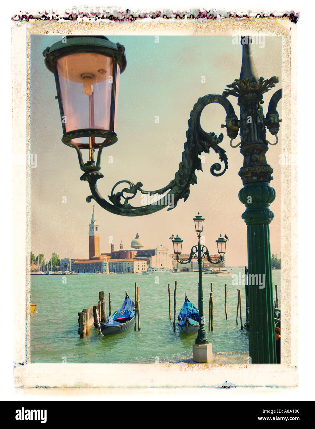 Venezia Italia Lampione gondole Foto Stock