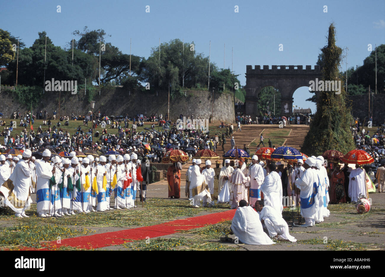 Meskel cerimonia in Piazza Meskel, Addis Abeba, Etiopia Foto Stock