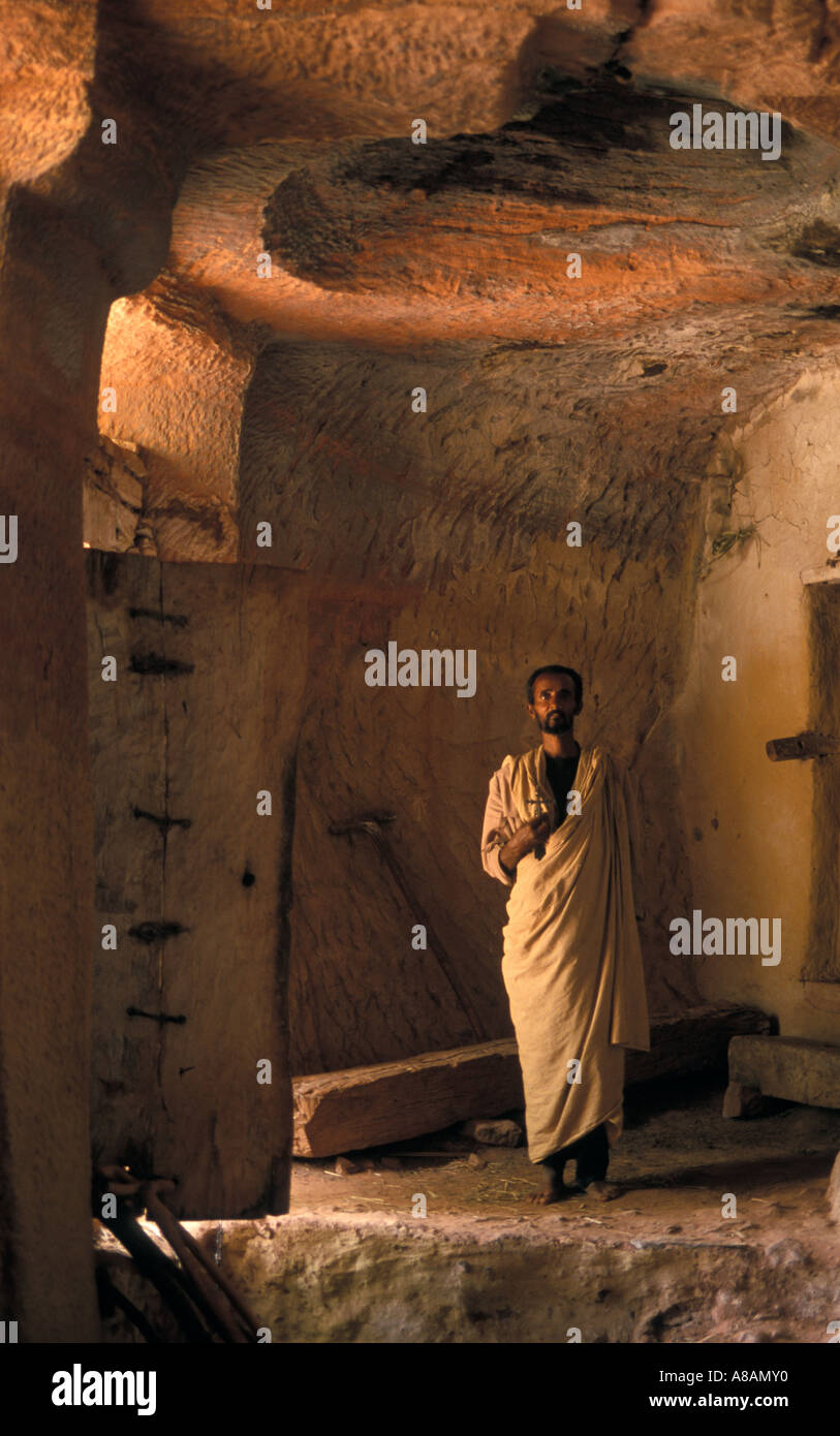 Mariam Habiti rupestri interiore della Chiesa , Eastern Tigray , Etiopia Foto Stock