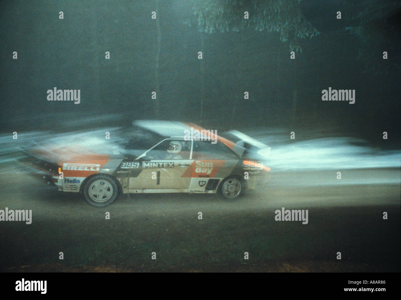 Audi Quattro Rally vettura guidata da Stig Blomqvist 1983 Foto Stock