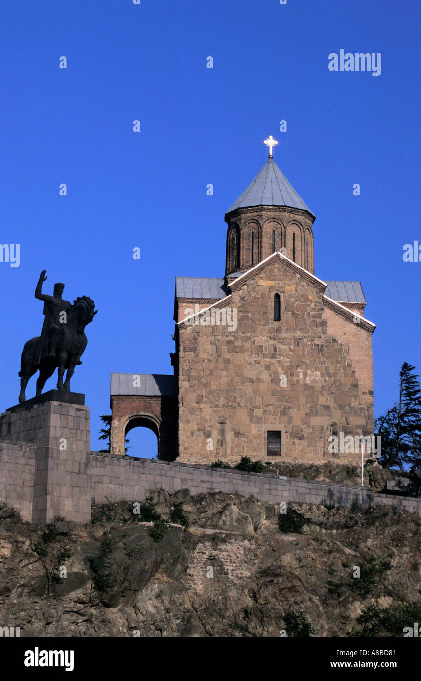 Chiesa di Metekhi Tbilisi Georgia Foto Stock