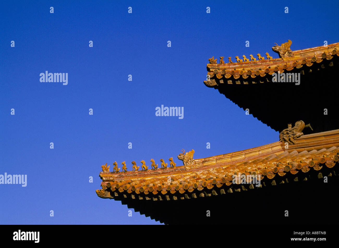 Cina Pechino tetto di tegole della Città proibita Foto Stock