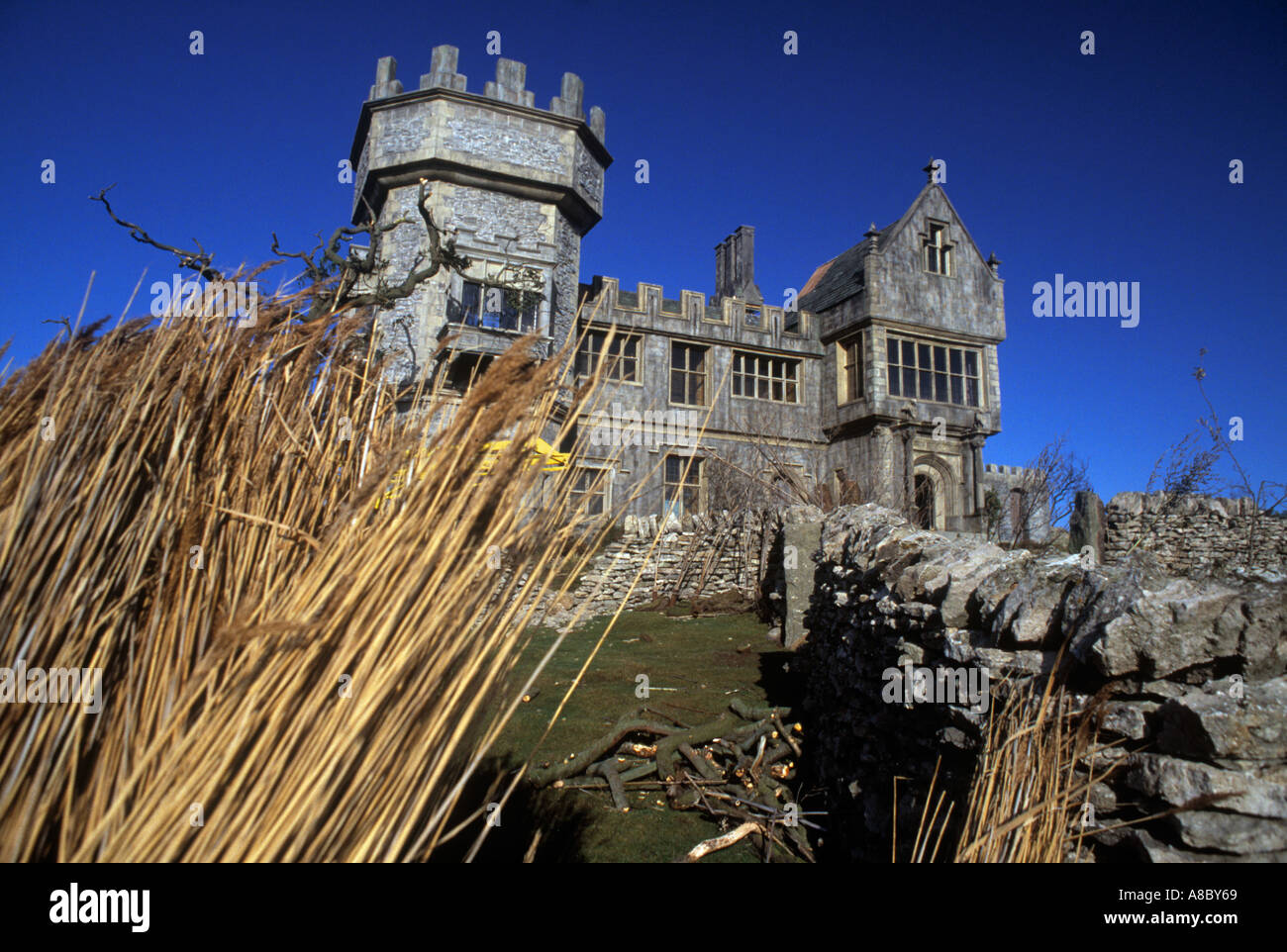 Un mock up del Wuthering Heights mansion set cinematografico nel North Yorkshire Foto Stock