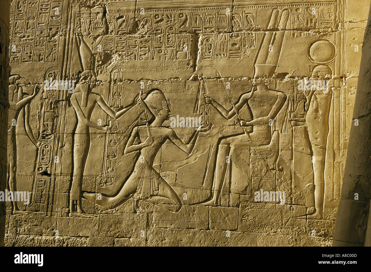 Geroglifici Amon tempio di Karnak egitto Foto Stock