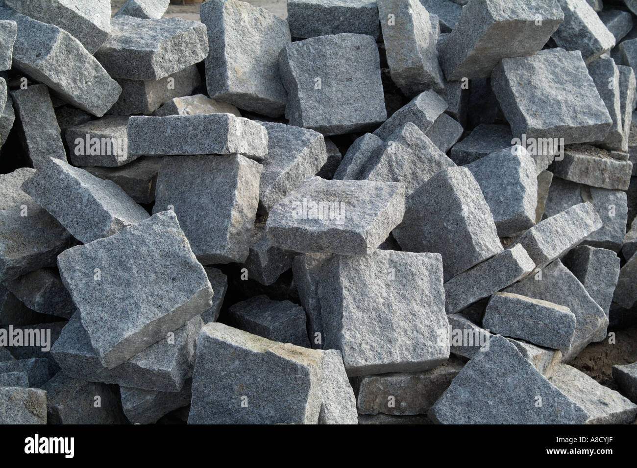 I blocchi di granito per pavimentazione Foto Stock