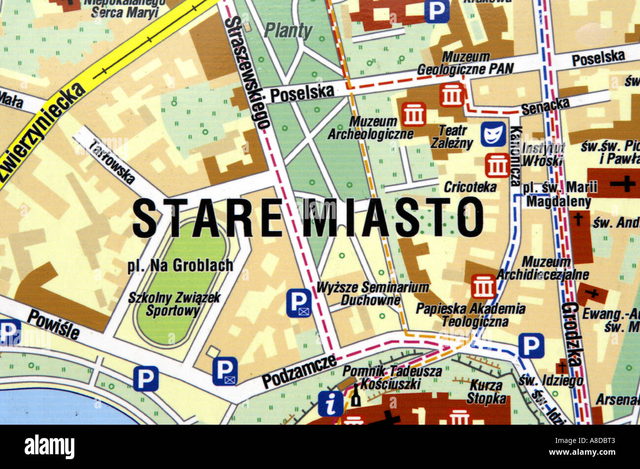 Stare Miasto illustrazione strada guida dettaglio Cracovia ...