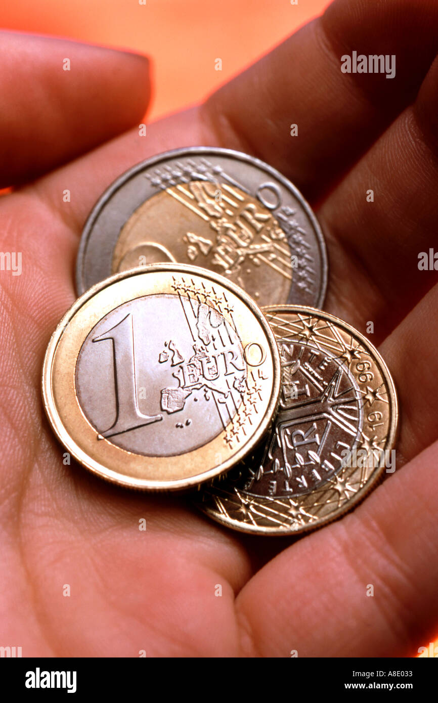 Euro in mano Foto Stock