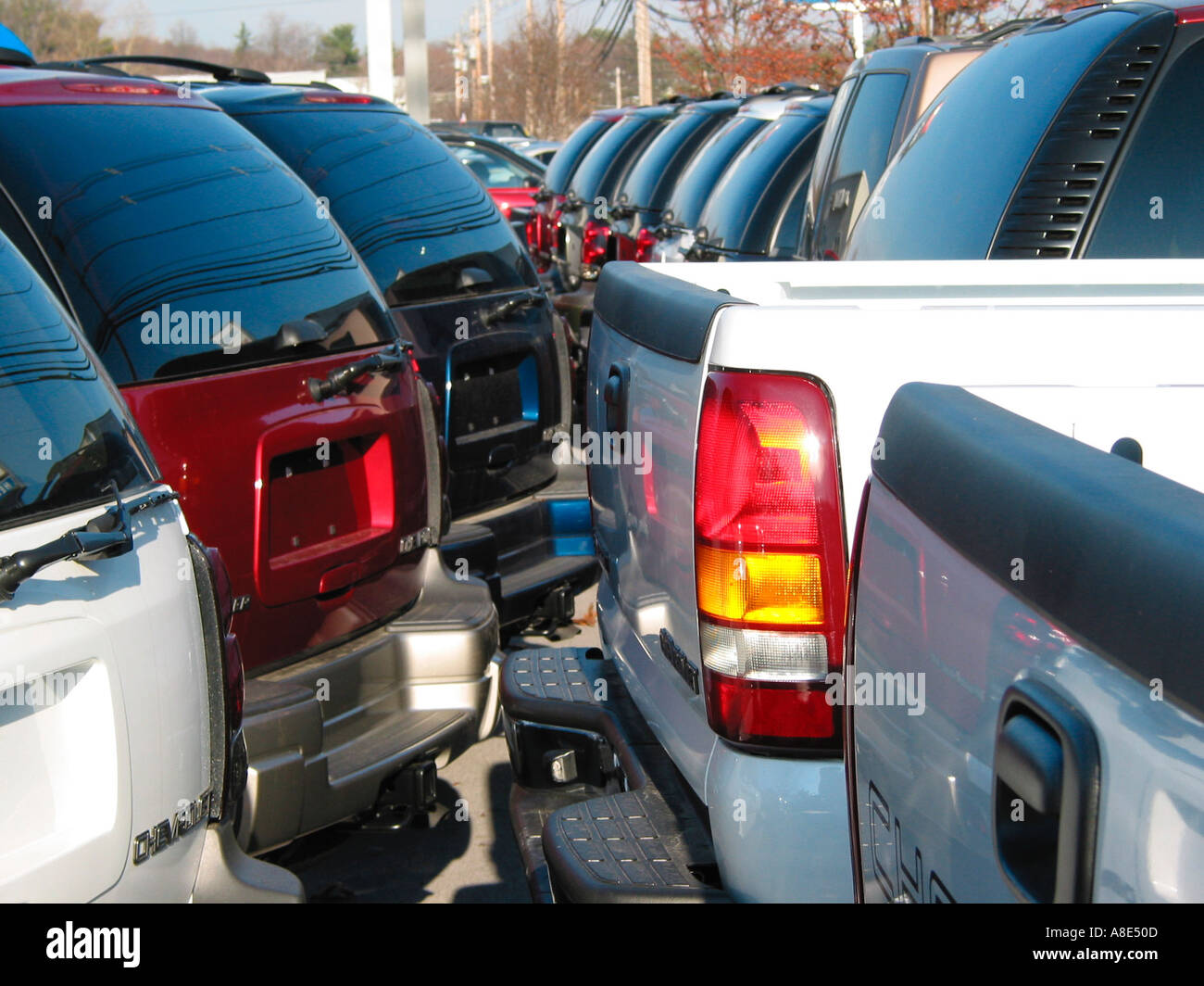 Nuovo General Motors Chevrolet veicoli in attesa di vendita NEGLI STATI UNITI Foto Stock