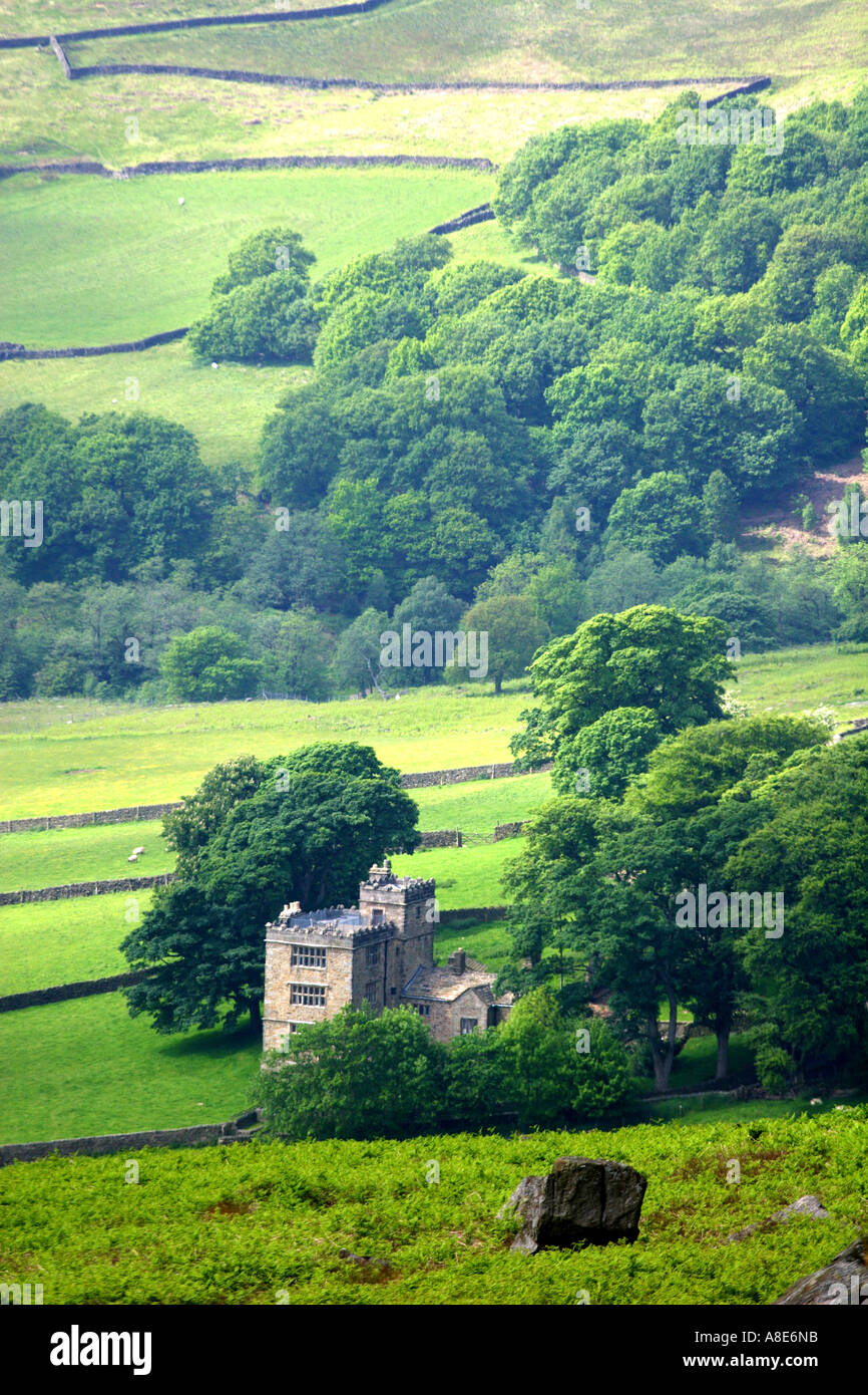 A nord di fecce Hall, nr Hathersage, Peak District, credeva di essere fonte di ispirazione per Thornfield Hall di Bronte del romanzo Jane Eyre Foto Stock