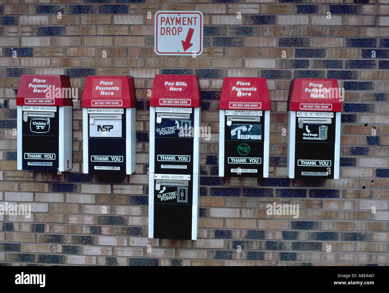 Utility pagamento fattura drop box. St Paul Minnesota USA Foto Stock