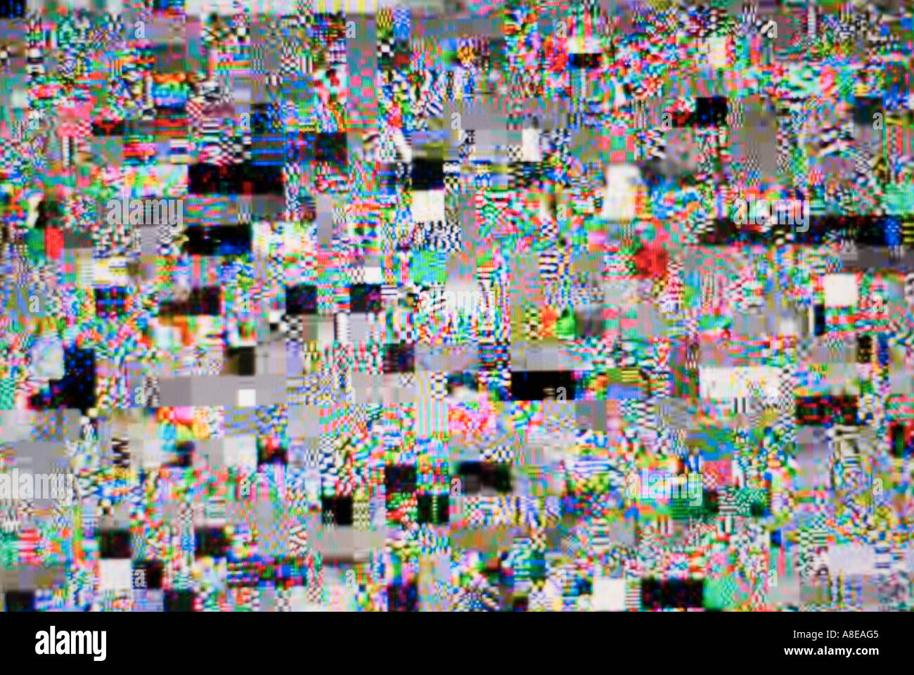 Pixel astratto modello sagomato sullo schermo di un computer Foto Stock
