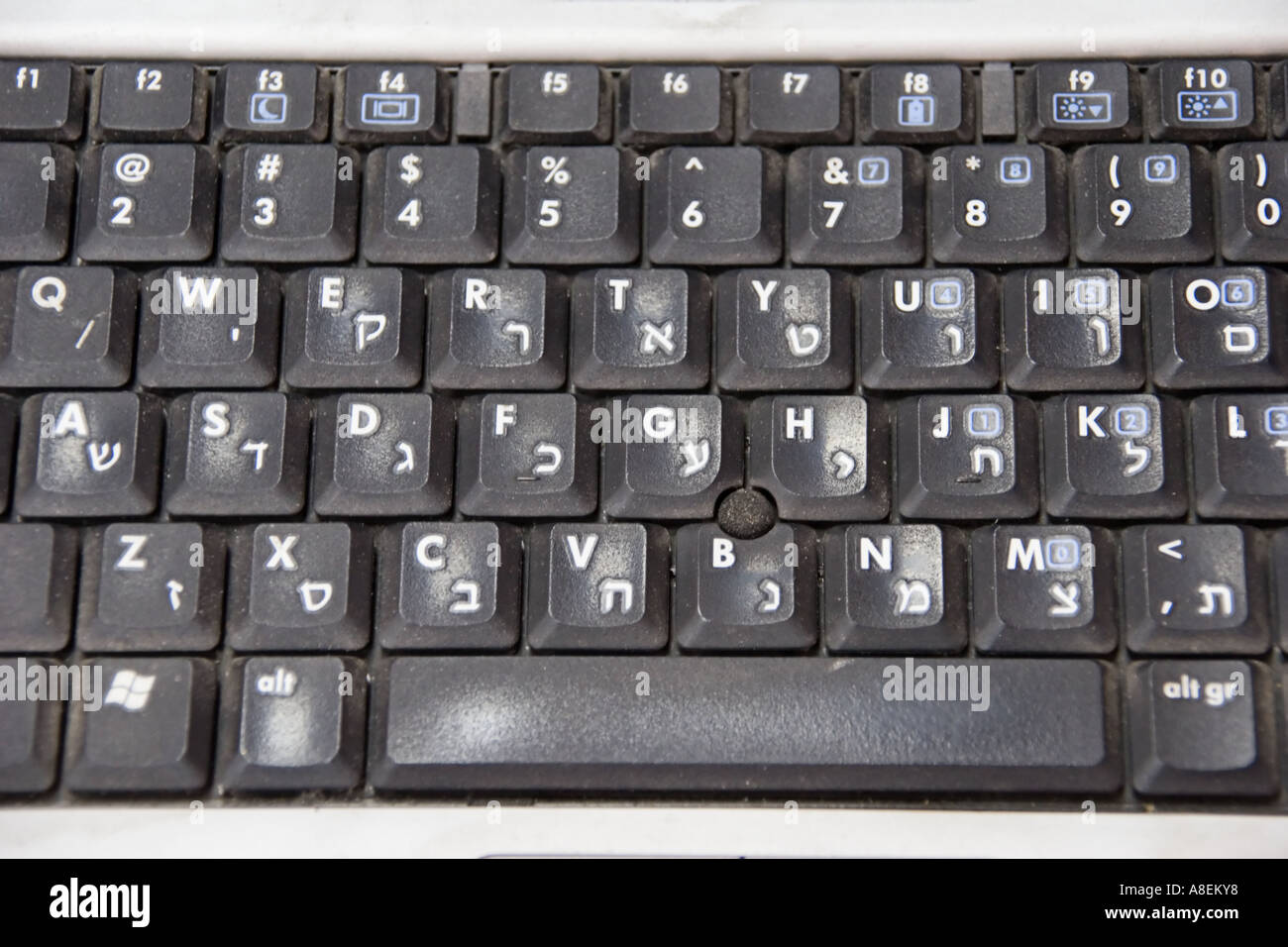 Foto di stock di un testo bilingue Inglese Ebraico della tastiera del  computer Foto stock - Alamy