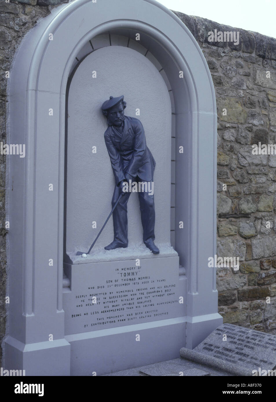 Dh Tom Morris lapide St Andrews Fife storico memorial scozia Scozia golf Foto Stock