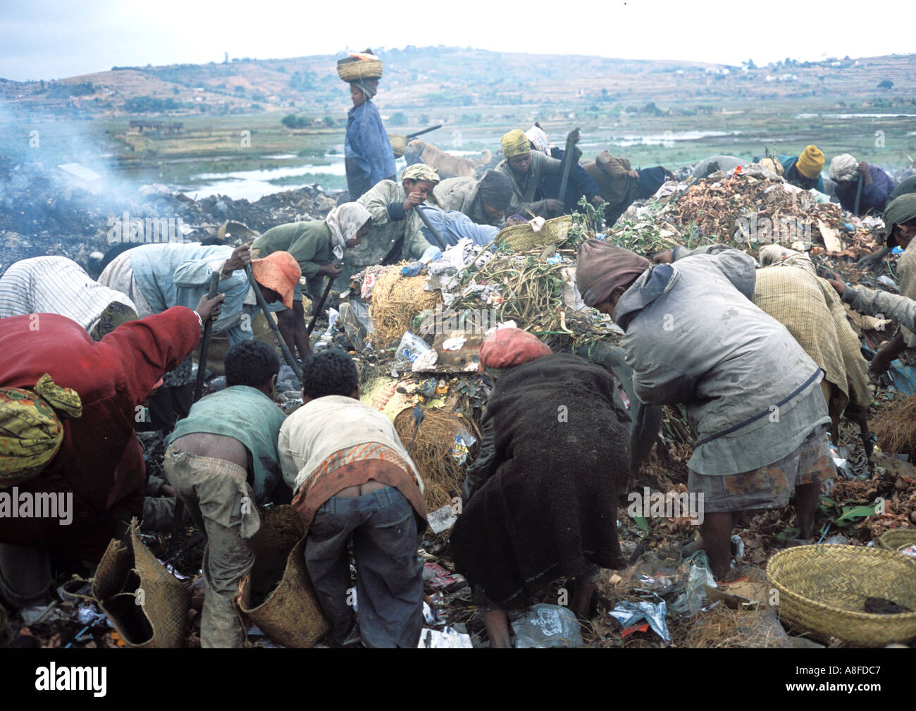 Garbage dump di Antananarivo in Madagascar africa Foto Stock