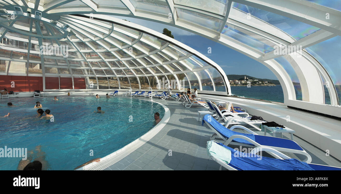 Panorama Azalea hotel piscina esterna in Primosten Adria Dalmazia Croazia Foto Stock