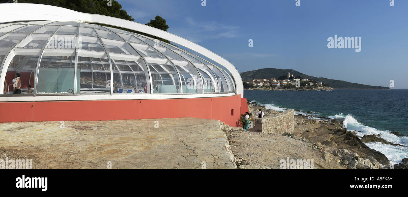 Panorama Azalea hotel piscina esterna in Primosten Adria Dalmazia Croazia Foto Stock