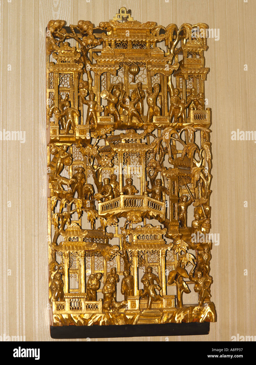 Chinese Gold Carving da Hong Kong Foto Stock