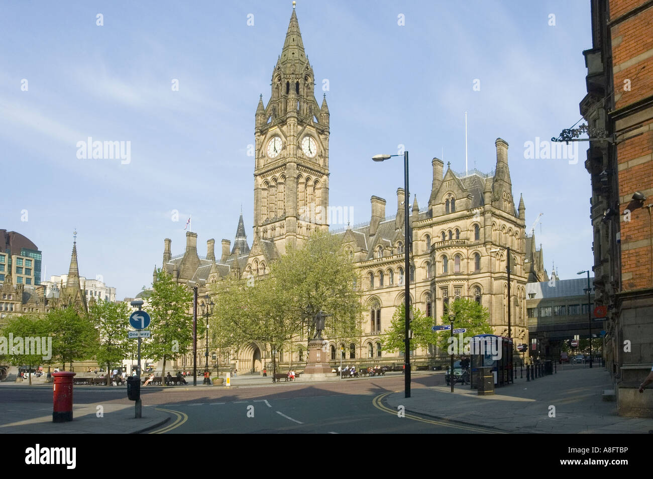 Manchester Town Hall e Albert Square Greater Manchester Inghilterra England Foto Stock