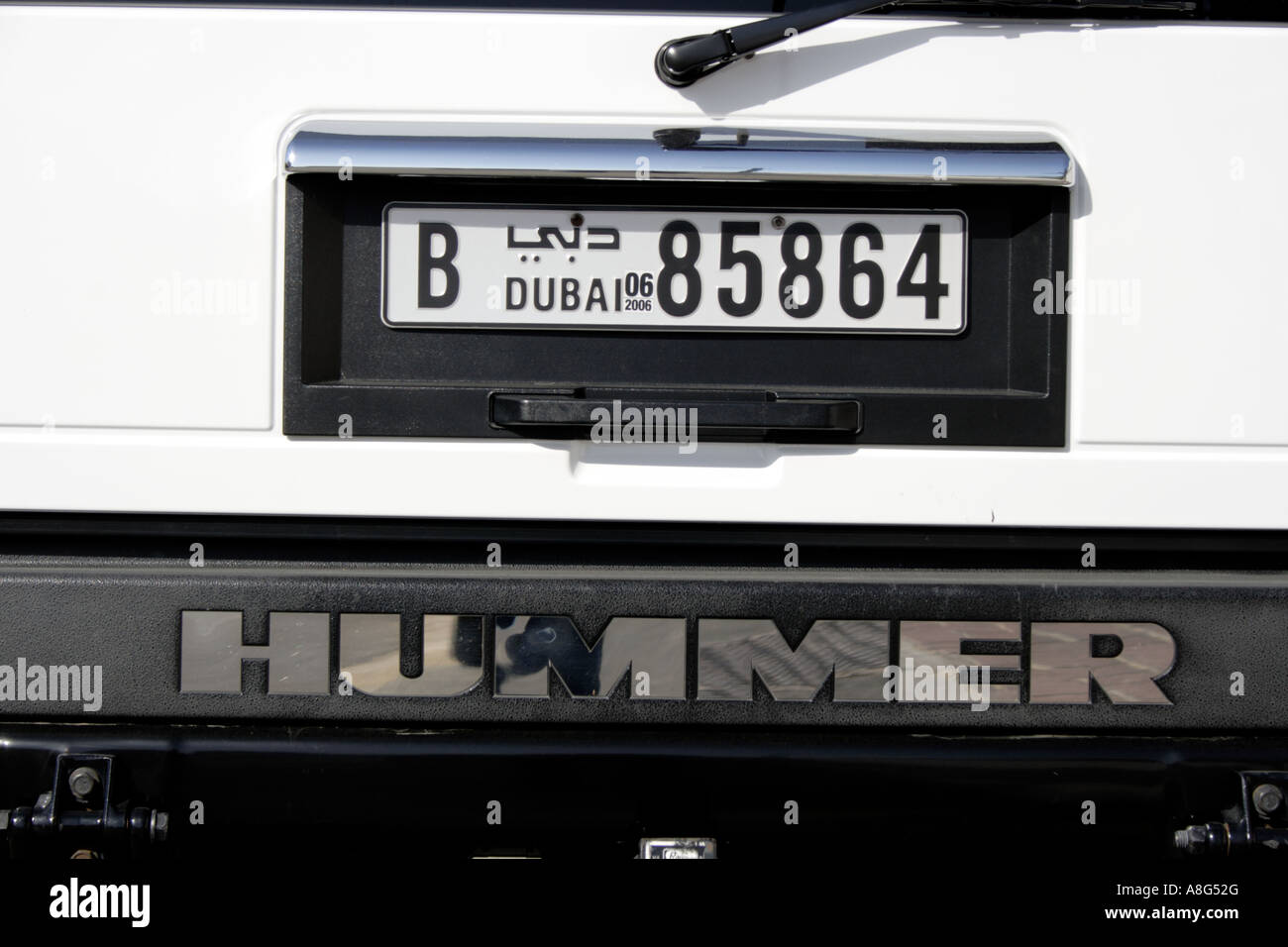 Numero di targa di Hummer, costoso veicolo fuoristrada, Dubai, Emirati Arabi Uniti. Foto di Willy Matheisl Foto Stock