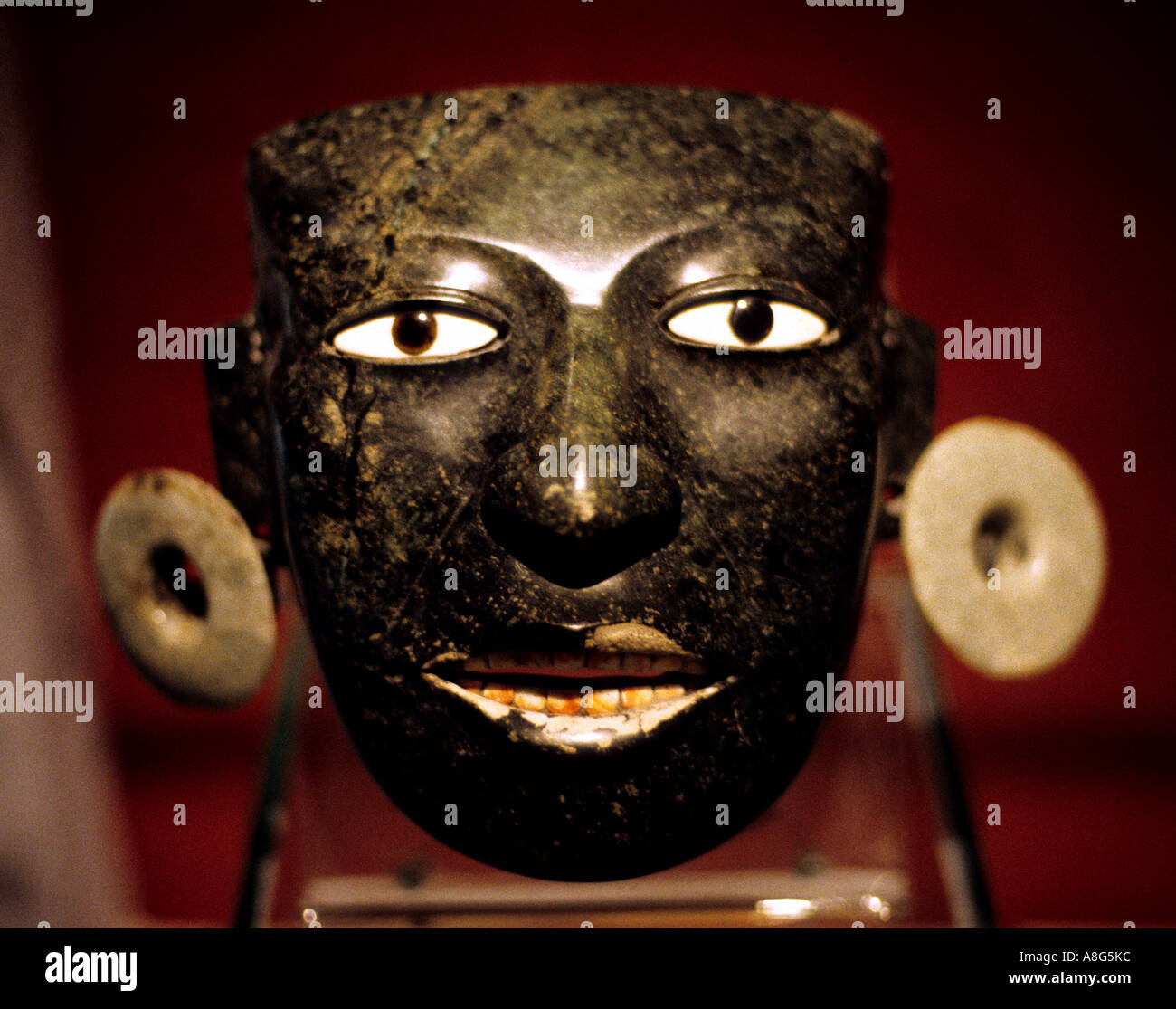 Tempio azteco Teolithuacan sindaco di Città del Messico la maschera Foto Stock