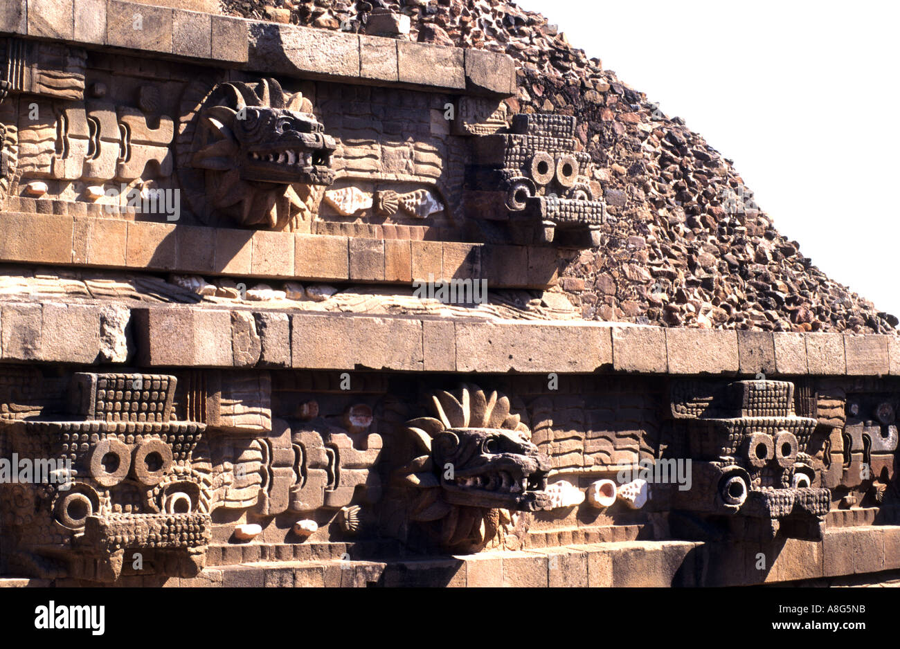 Messico Theotiuacan Avenue dei Morti Piramide del Sole Luna Chachapoya Azteca città degli dei Foto Stock