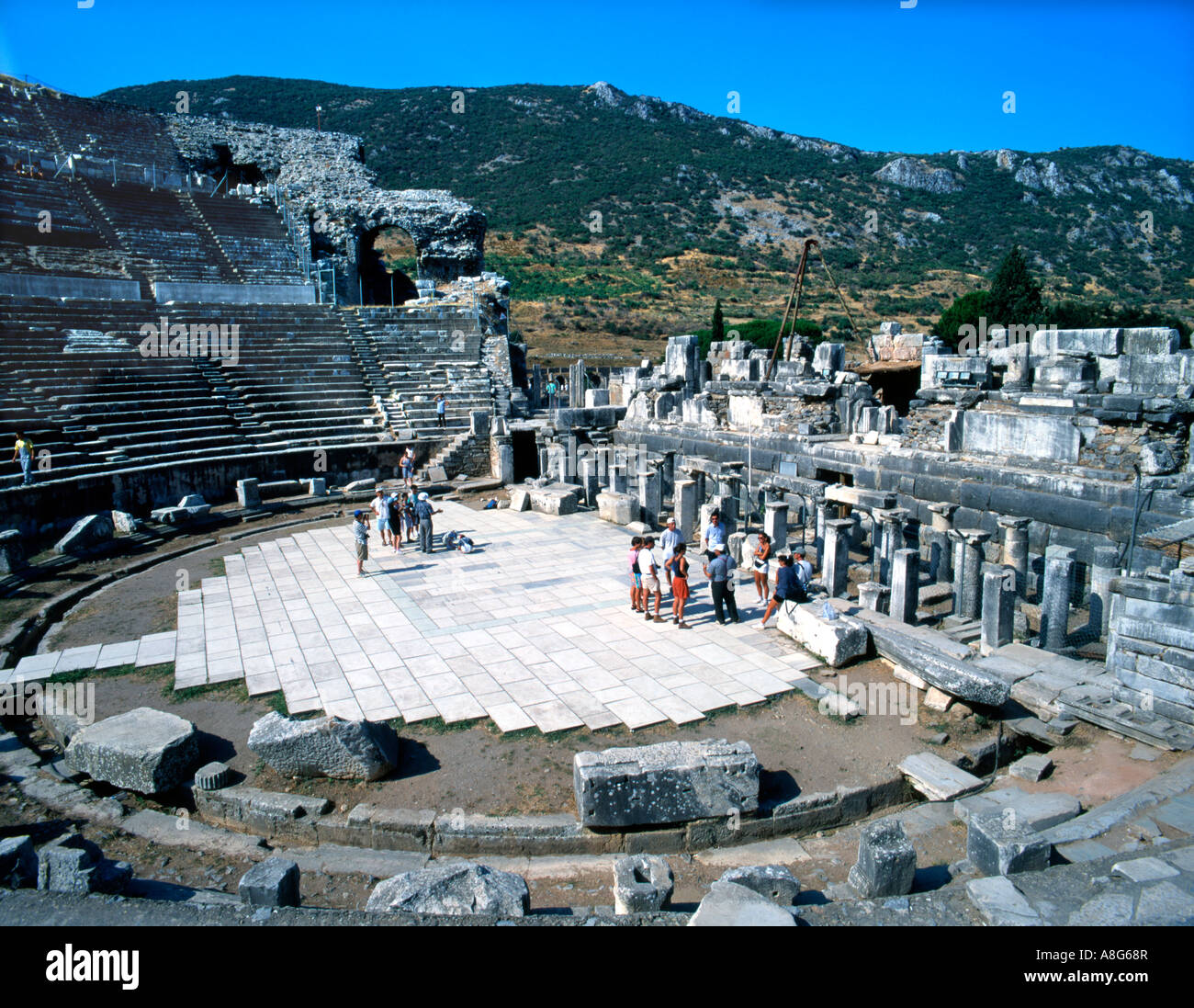 Il Grande Teatro rovina, Efeso in Turchia. Foto Stock